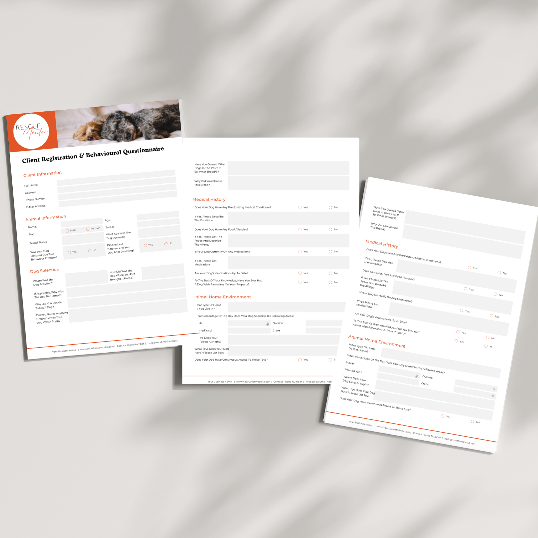 Dog Behavioural Questionnaire [Pre-consult questionnaire]
